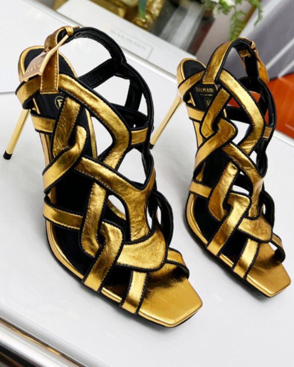BALMAIN | Open Toe Casual Style Suede Pin Heels Party Style