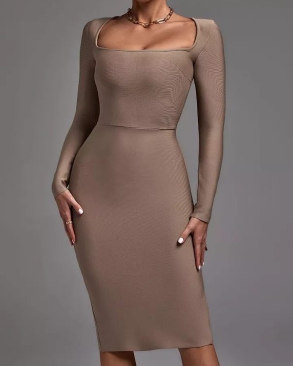 Long Sleeve Minimalistic Bandage Dress